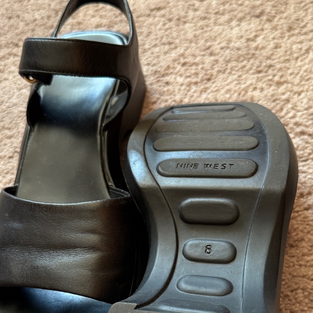 Nine West Black Women's Platform Sandals with Block Heel. Size 8 - Picture 3 of 13